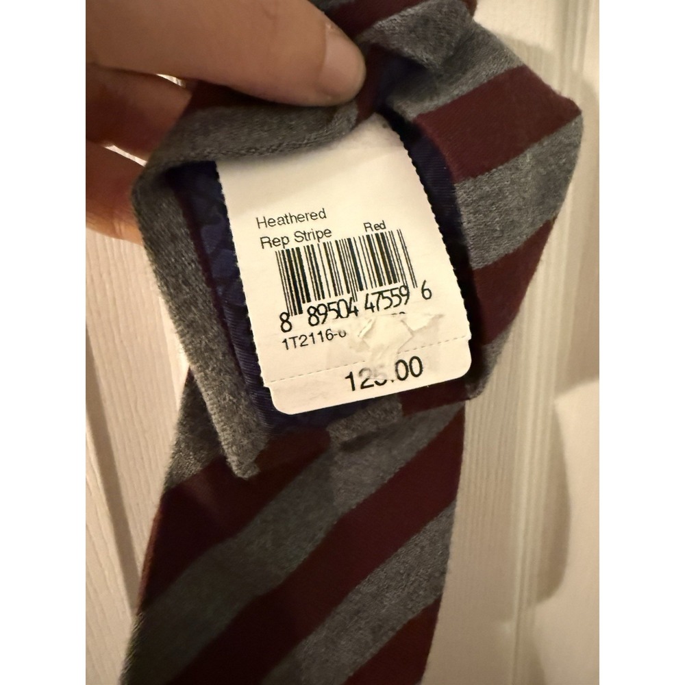 Vineyard Vines Heathered Grey Maroon Striped Wool Tie Shep & Ian NWT - Picture 3 of 6